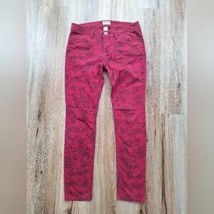Juniors Mudd Jeans Straight Leg Stretch Low Rise Size 9 Red Black Floral